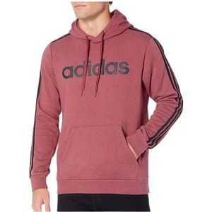 Adidas long sleeve hoodie sweatshirt in burgundy XL black lettering and stripes